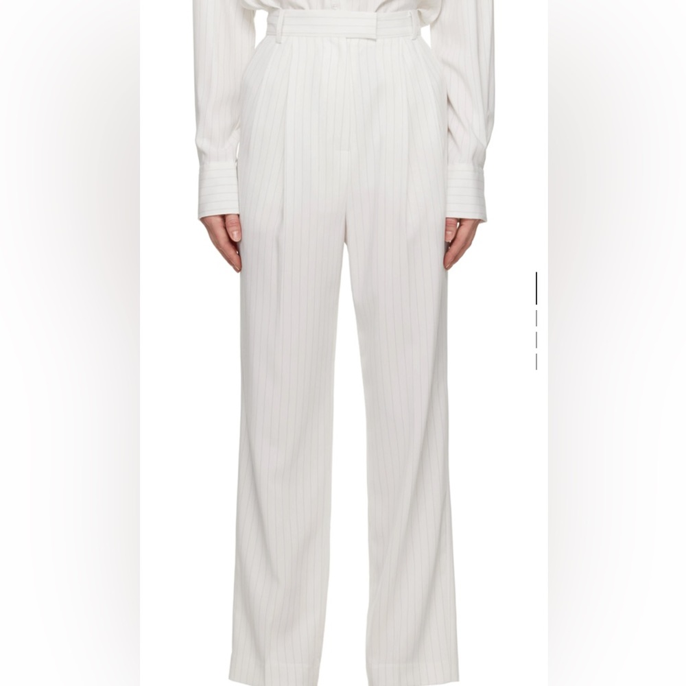The Frankie Shop White Bea Fluid Pinstripe Trousers